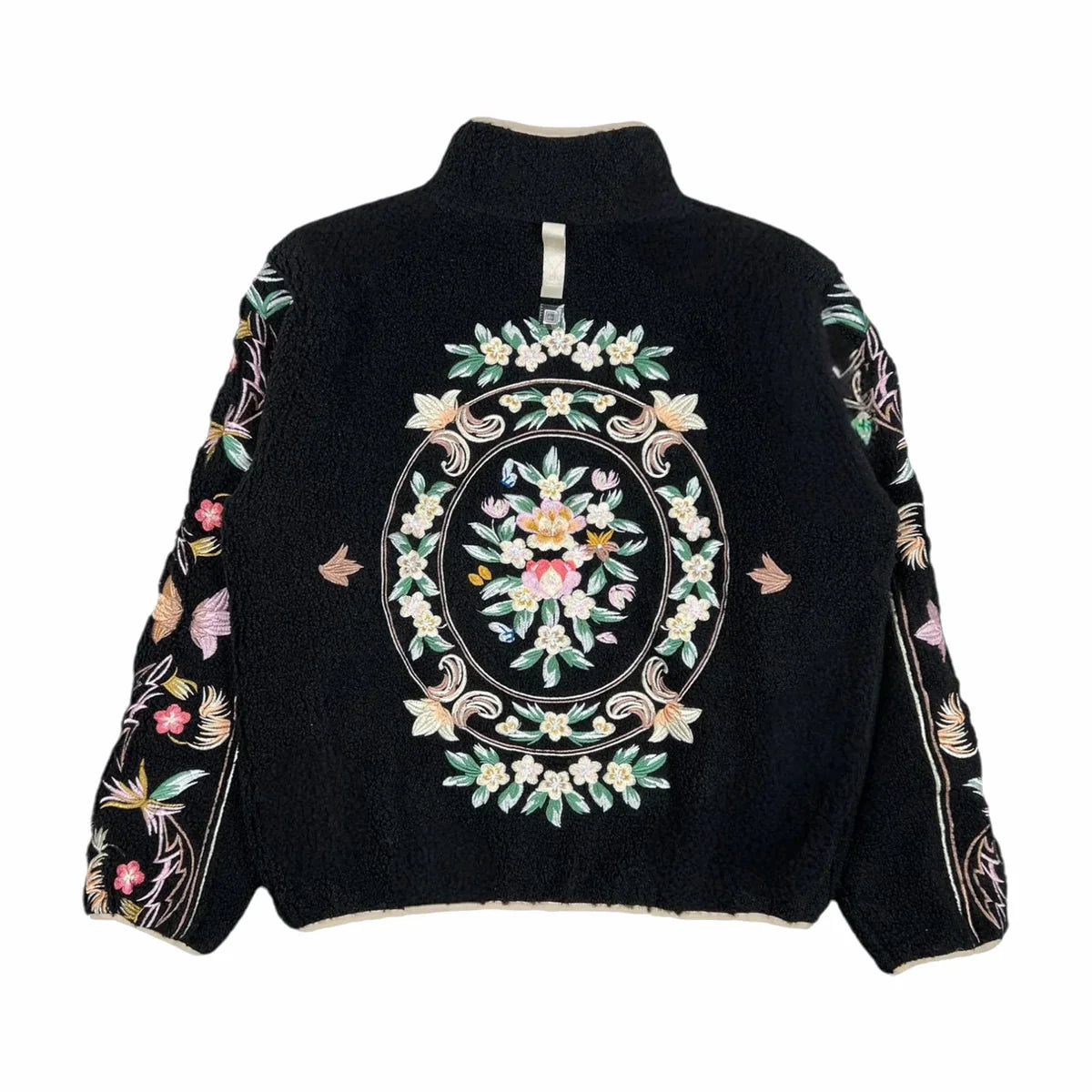 Abc. Floral Fleece Zip-Up 'Black'