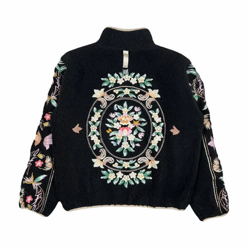 Abc. Floral Fleece Zip-Up 'Black'