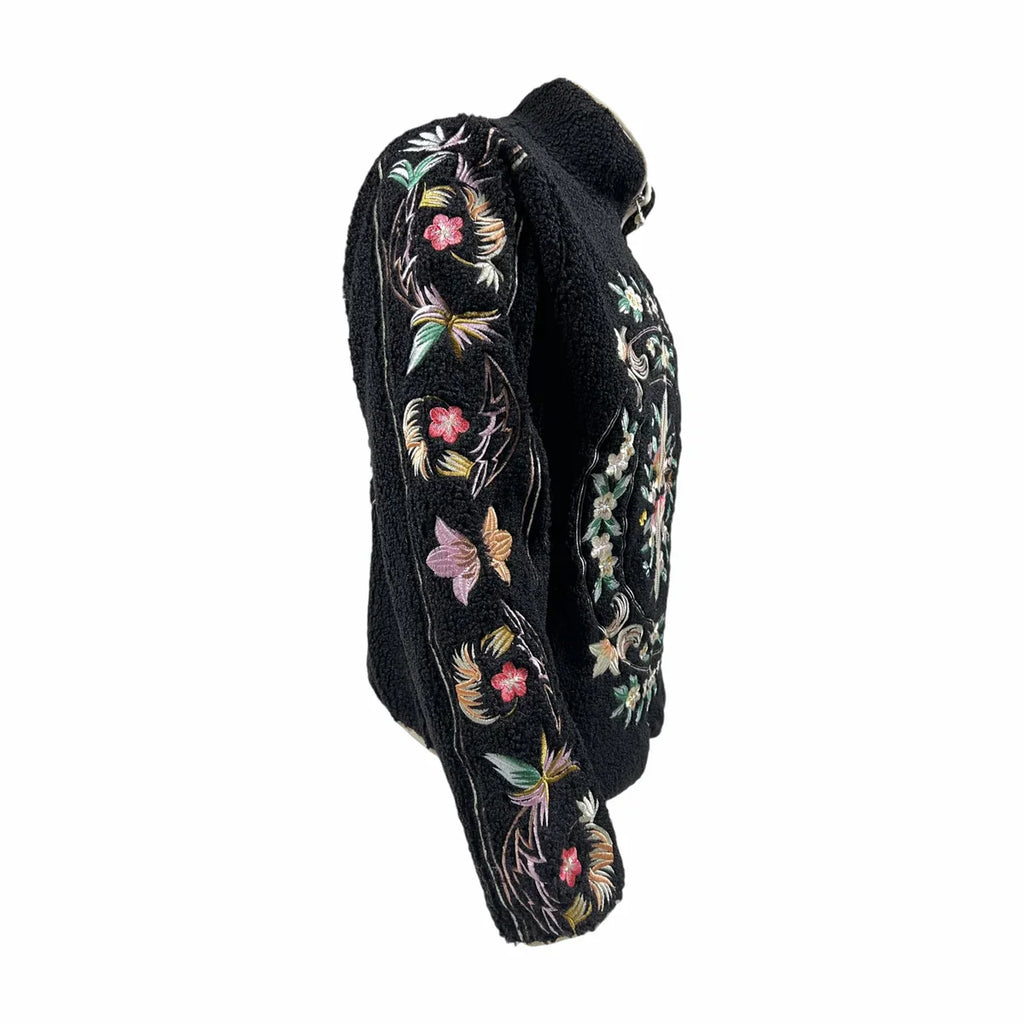 Abc. Floral Fleece Zip-Up 'Black'