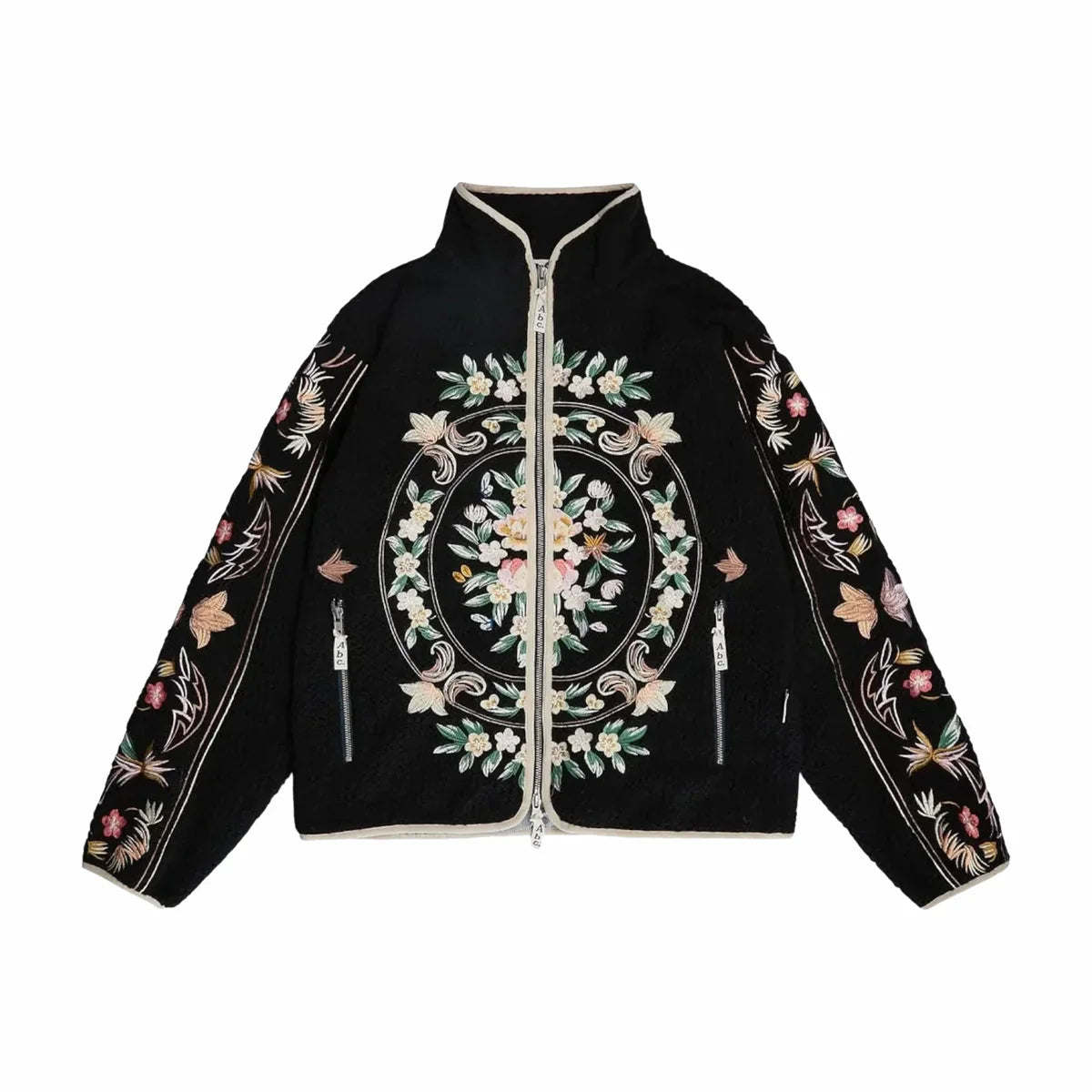 Abc. Floral Fleece Zip-Up 'Black'